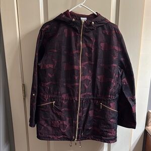 Chico’s Burgundy Camouflage Hooded Jacket